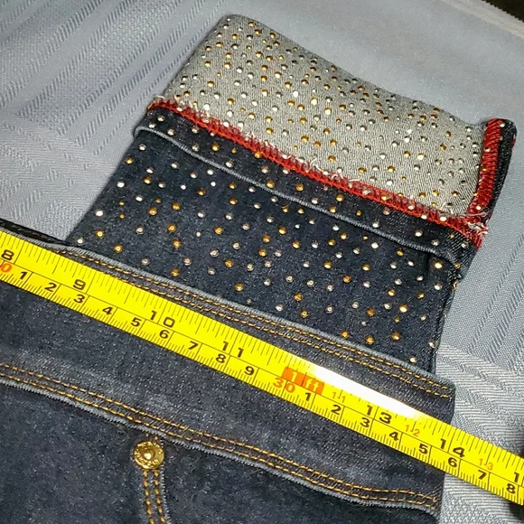 Nygard Luxe Denim Leggings w/ Rhinestone Fade Cuffed Bottoms - Size Small 6-8 - Picture 6 of 14